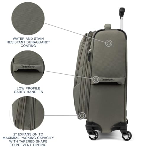Travelpro Maxlite 5 Softside Expandable Luggage with 4 Spinner Wheels, Lightweight Suitcase, Men and Women, Slate Green, Carry-on 21-Inch