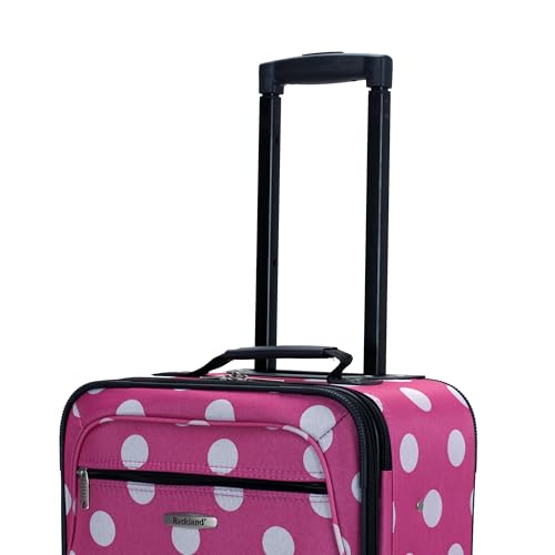Rockland Fashion Softside 2 Piece Luggage Set, Expandable, (14" Tote/19" Upright), Pink Dot