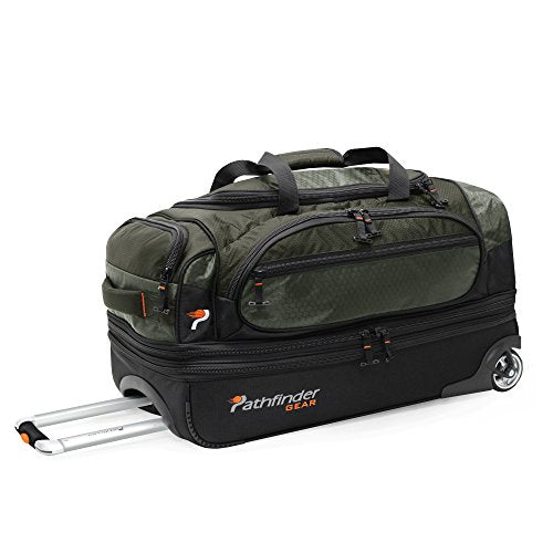 Pathfinder Gear 26 Inch Rolling Drop Bottom Duffel, Olive, One Size