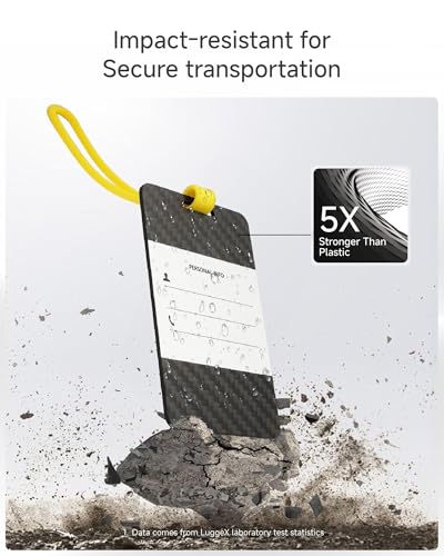 LUGGEX Luggage Tag for Suitcases - Carbon Fiber Accelerate Identification Bag Tag with Reusable Writing Panel - Waterproof & Durable, Travel Essentials（1 Pack）