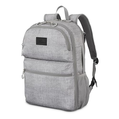 High Sierra Adaptive Backpack, Travel, or Work Bookbag with tablet sleeve, One Size, Silver Heather