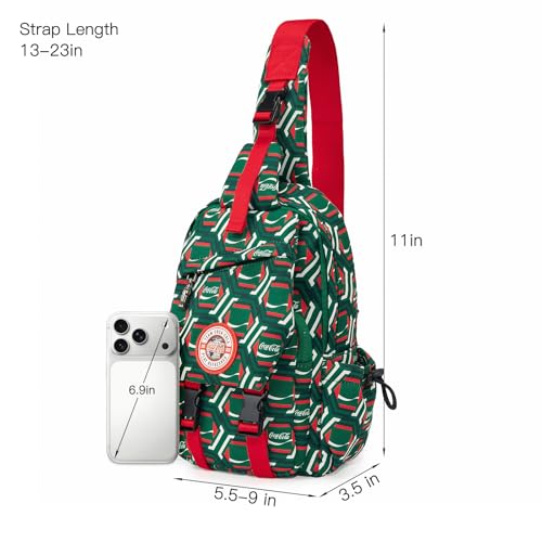 Sling Backpack Crossbody Bag with Coca-Cola Logo Sling Bag Travel Casual Daypack Unisex Green CO-BG-10-102-GN