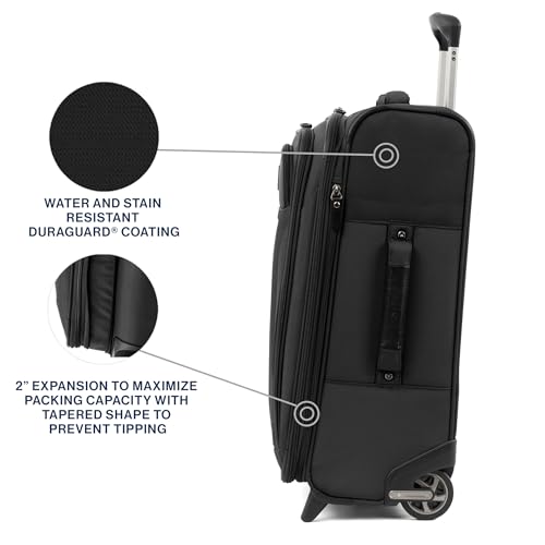 Travelpro Tourlite Softside 22" Expandable Carry-On Rollaboard (2-Wheel) Lightweight Luggage, Black Suitcase
