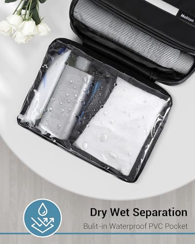 Maliton Toiletry Bag for Men & Women Travel Toiletry Bag Hanging Toiletry Bag Hygiene Bag with 4 Compartments Waterproof Bathroom Shower Bag for Traveling(Black)