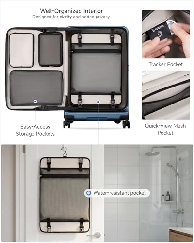 LUGGEX Top Opening Checked Luggage 26 Inch, FLA Aluminum Frame Trunk Style Luggage, Polycarbonate Hard Shell Suitcase (FX-Enhance, Blue, 80L)