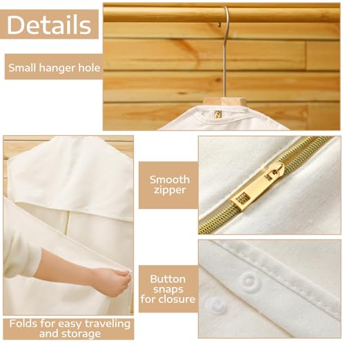 Sotiff Cotton Dress Garment Bags for Long Gowns Long Dress Travel Breathable Foldable Storage Bag Dust Proof(White,70 x 23.6 Inch)