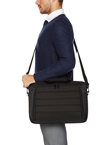 Amazon Basics 15.6 inch Laptop and Tablet Case Shoulder Bag with Compartments and Front Pocket, Black