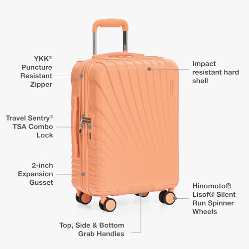 Traveler's Choice Phenom Hardside Spinner Luggage Set, TSA Lock, Tangerine, 3-Piece Set (21/25/29)