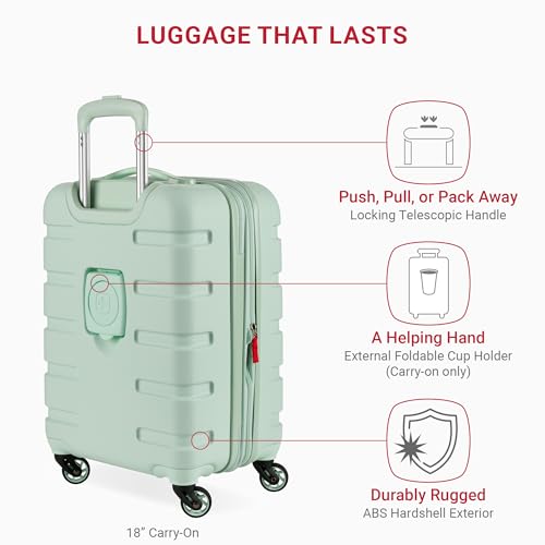 SwissGear 7366 Signature Hardside Expandable Luggage with Spinner Wheels, TSA Lock, Cup-Holder, Clearly Aqua, 3-Piece Set (19/23/27)