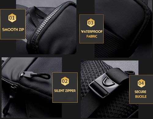 Simptech Mini Crossbody Sling Bag - Water-Resistant Dual Pocket Chest Pack - Lightweight Fanny Pack for Running, Travel & Everyday Workout