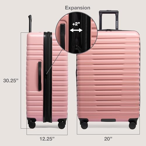 U.S. Traveler Boren Expandable Hardside Rugged Travel Luggage with 8 Spinner Wheels, Rose Pink, Checked-Large 30-Inch