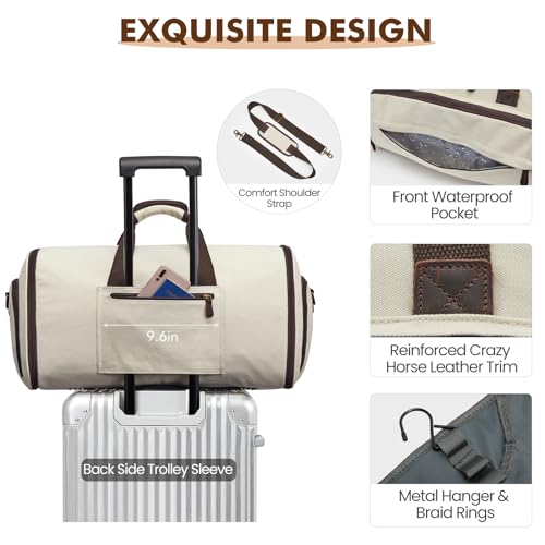 S-ZONE Carry On Garment Bag for Travel Convertible Garment Duffle Suit Bags for Men Women 2 in 1 Hanging Suitcase Business 50L