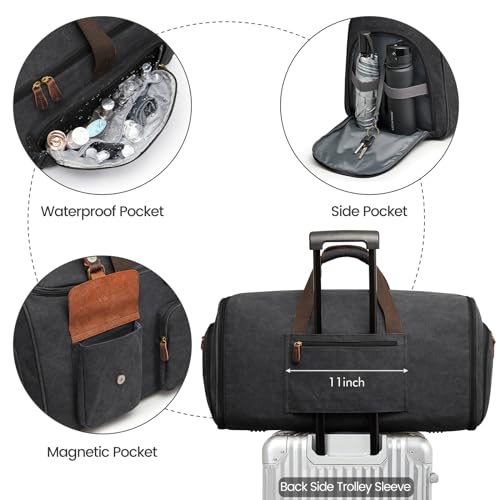 S-ZONE Garment Bags for Travel Convertible Garment Duffle Bags for Travel Suit Carry on Luggage for Men Hanging Suitcase