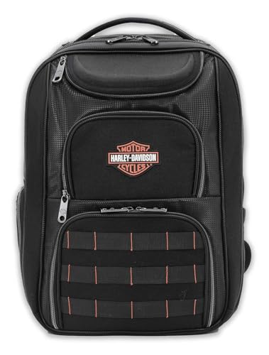 Harley-Davidson Storm 3D Rubber Bar & Shield Logo Rugged Backpack, Black