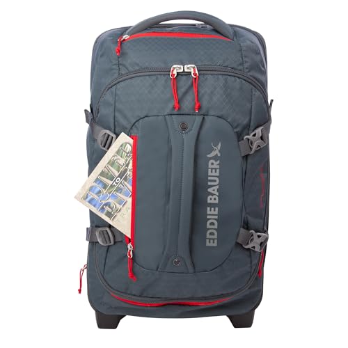 Eddie Bauer Expedition Rolling Duffel Bag with Wheels | Travel | Carry-On | Luggage | Rugged | Durable - Storm, 22"