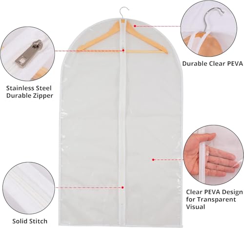 Dress Bags for Gowns Long - Foldable, 65" Clear Garment Bags for Closet Storage and Travel 24"x65"/ 4 Pack