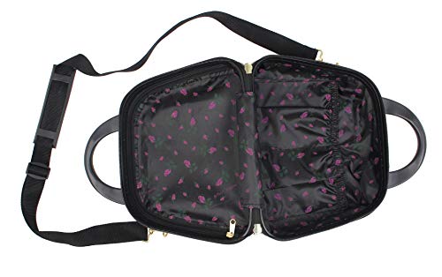 Betsey Johnson Hardside Cosmetic Case - Lightweight Small Size Hardshell Travel Hand Makeup Bag - Adjustable Shoulder Strap - Bag for Women - Multi-Functional Case (Hummingbird)