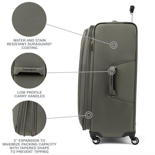 Travelpro Maxlite 5 Softside Expandable Luggage with 4 Spinner Wheels, Lightweight Suitcase, Men and Women, Slate Green, Checked-Large 29-Inch