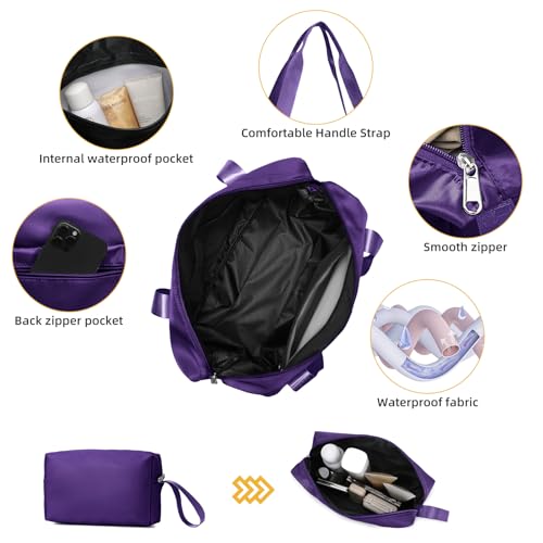 LARVENDER Luggage Sets 5 Piece with Duffel Bag Expandable(Only 28 inch) Hardside PP Carry On Luggage with 360° Spinner Wheels TSA Lock Luggage Sets for Women, Grape Purple