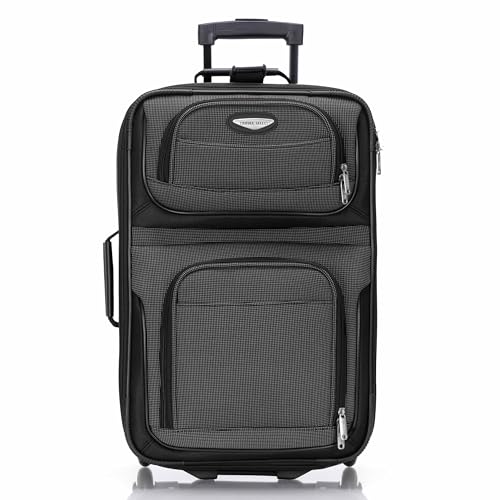 Travel Select Amsterdam Softside Expandable Luggage with Rolling Wheels, Gray, 21-Inch Carry-on