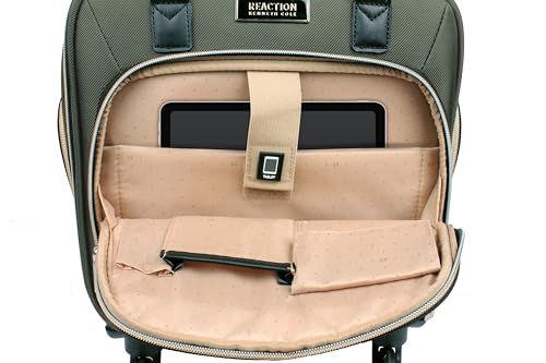 Kenneth Cole REACTION Chelsea Chevron Quilted Luggage, Olive, Underseater, 17-Inch Carry On