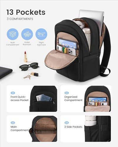 LOVEVOOK Laptop Backpack for Women, Puffer Travel Bag Fits 15.6 Inch Laptop, Lightweight Work Daypack for Teacher Nurse, Water-resistant College Bookbag, Pink