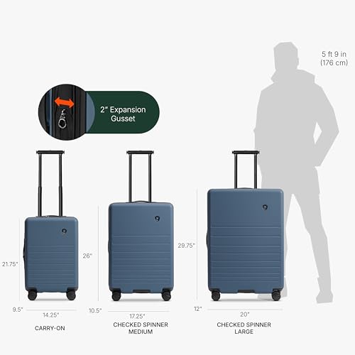 Traveler's Choice Markham Hardside Expandable Luggage with Hinomoto Spinner Wheels, 26-Inch Medium, Navy