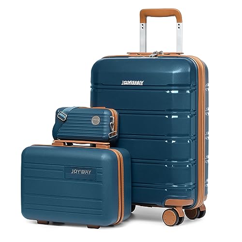Joyway 20 Inch Carry On Luggage with TSA Lock, Durable Hardshell Suitcase for Travel, Unisex Checked Set for Men and Women Dark Blue