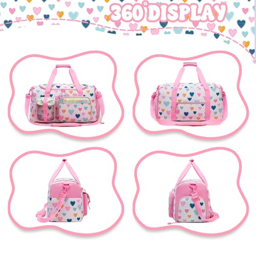 Esteemly Kid's Luggage Set 3 Piece Suitcase Set 16" Hardside Luggage with Spinner Wheels Girls Carry on Toddler Travel Rolling Suitcase with Duffle Bag Neck Pillow Airline Approved