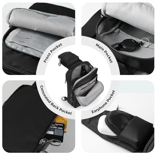 VADOO Sling Bag, Crossbody Bag with Zipper Lock, RFID Blocking & Water Resistant for Men and Women