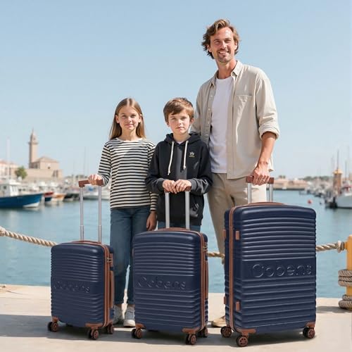 Cobens 5 Piece Luggage Sets with Spinner Wheels and Tsa Lock, Hardshell ABS Suitcase Set, Lightweight Hardside Waterproof Travel Suitcases for Men Women, 20", 24", 28" DarkBlue