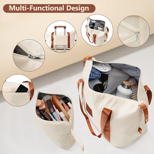 Merax Carry On Luggage Set 3 Piece, Hard Shell Suitcases with Wheels Aluminum Alloy Corner, TSA Luggage Suitcase for Travel Woman Men(White Brown)