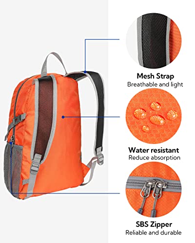 WATERFLY Small Lightweight Packable Backpack: 20l Ultra Light Foldable Travel Hiking Camping Daypack Day Pack for Man Woman