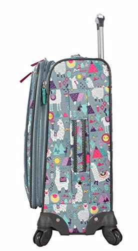 Lily Bloom Luggage Carry On Expandable Design Pattern Suitcase For Woman With Spinner Wheels (Llama Mama, 20in)