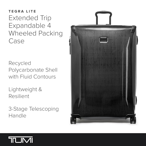 TUMI - Tegra-Lite 4 Wheel Luggage - Highly Durable Suitcase, Flexible Shell, Sleek and Lightweight Men's and Women's Expandable Rolling Bag - X-Large Expandable Checked, Black Graphite