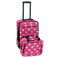 Rockland Fashion Softside 2 Piece Luggage Set, Expandable, (14" Tote/19" Upright), Pink Dot