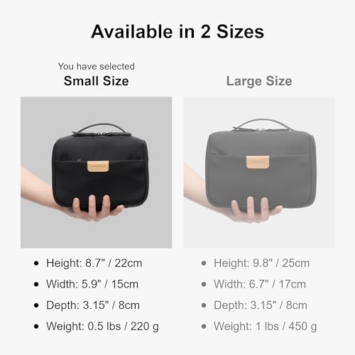 LEVEL8 Travel Toiletry Bag for Men Women, Water Repellent Shaving Bag for Toiletries Accessories, Storage Bags with Divider and Handle, Small/Black