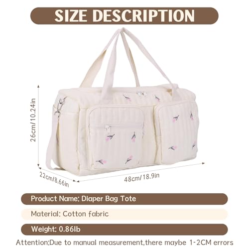 ALINUOYQ Quilted Diaper Bag Tote Cute Large Baby Bag for Mom, Hospital Bags for Labor Delivery, Weekender & Overnight Travel Duffel Bags for Women, Pañaleras para Bebe
