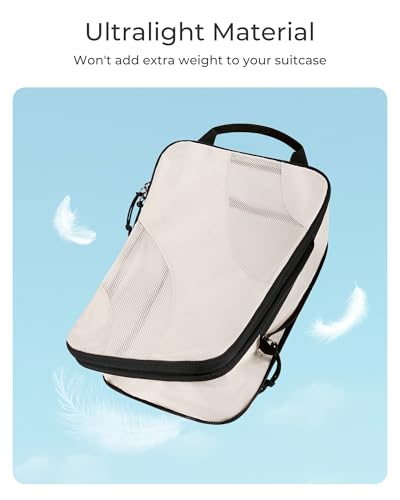 BAGSMART Compression Packing Cubes for Travel, 6 Set Travel Packing Cubes for Suitcases, Compression Suitcase Organizers Bag Set, Lightweight Packing Organizers White Opal