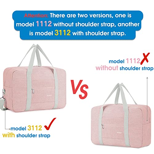 For Spirit Airlines Personal Item Bag 18x14x8 Foldable Travel Duffel Bag Tote Carry on Luggage Duffle Overnight for Women (3112 Thick Series Pink)