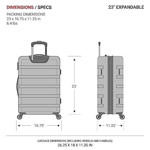 SwissGear 7366 Signature Hardside Expandable Luggage with Spinner Wheels, TSA Lock, Green, Checked-Medium 23-Inch