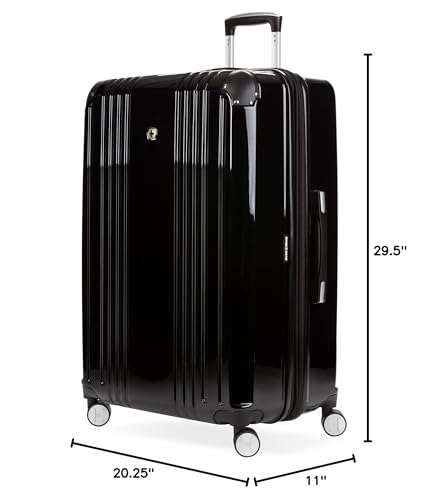 SwissGear 7786 Hardside Expandable Luggage with Spinner Wheels, Black, Checked-Large 27-Inch