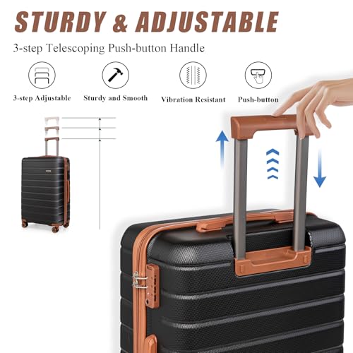 Cosbarn Luggage Sets 5 Piece Suitcases with Wheels, Suitcase Sets ABS Hard Case Luggage with TSA Lock Durable Carry-on Luggage with Spinner Wheels Travel Suitcase for Men Women