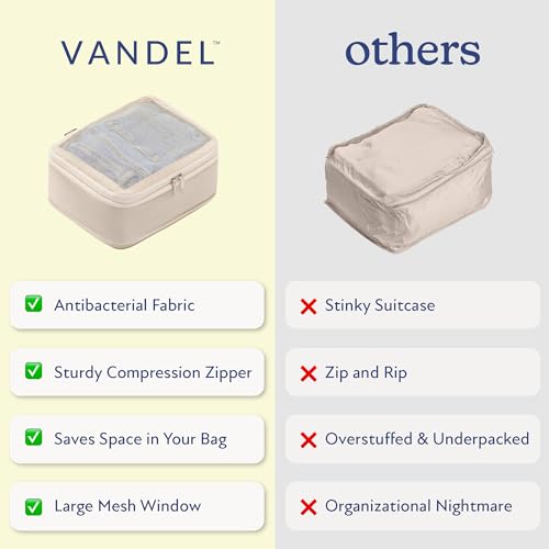 Vandel Space-Saving Compression Packing Cubes for Women, Men, 6-Pack Compressible Carry On Suit Case Organizer Luggage Packing Cubes for Travel Compression Organizer Bags for Luggage, Suitcase Cube