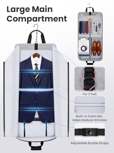 Mancro Garment Bags for Travel Fits 5 Suits, Wrinkle Free Suit Bag Travel