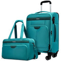 TIAWOLT Carry On Luggage 22x14x9 Airline Approved with Wheels,2-piece Luggage Set,Softside Expandable Luggage Suitcase with TSA Lock&Carry-on UnderSeat travel Duffle Bag,Weekender Bag-Green