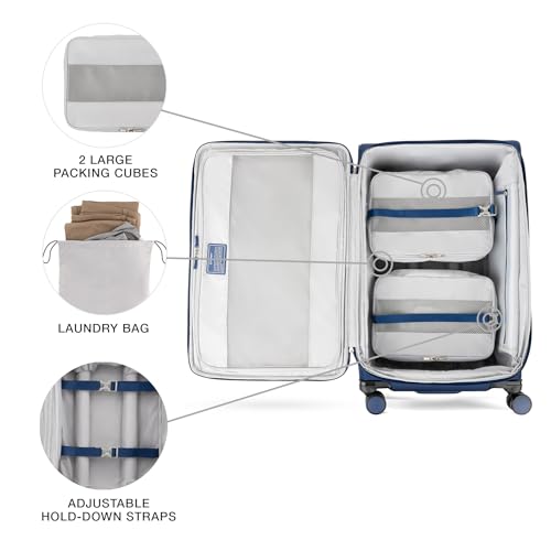 Travelpro VersaPack+ Lightweight Softside Expandable Checked Luggage, 8 Spinner, TSA Lock, Checked Large 29-Inch, Estate Blue
