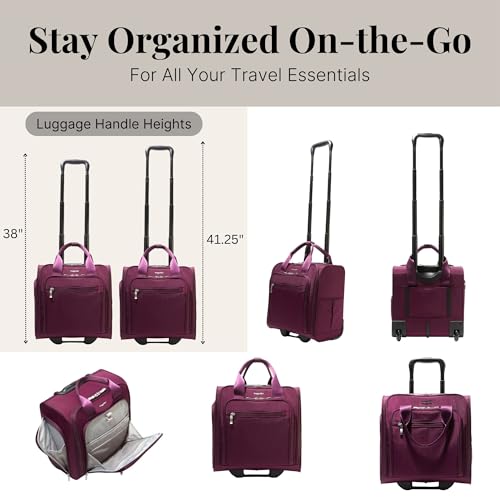 Baggallini 2 Wheel Underseater Carry-On - Lightweight Travel Weekender Luggage
