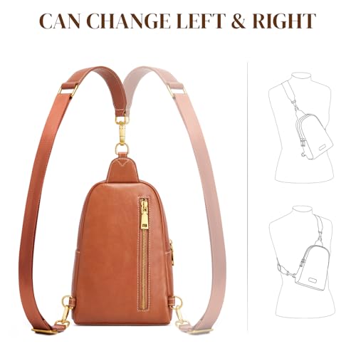 S-ZONE Leather Crossbody Bags for Women Sling Bag RFID Anti Theft Shoulder Purse Fanny Pack