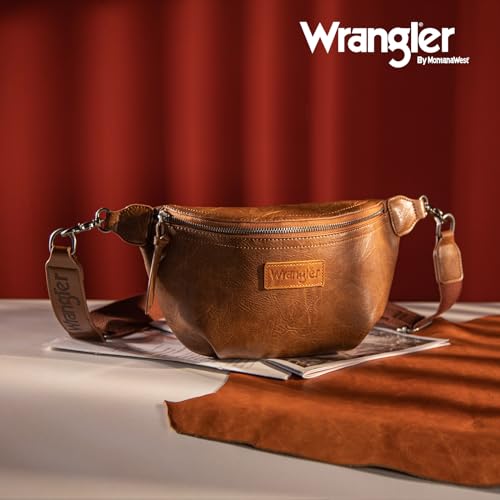 Wrangler Large Fanny Packs for Women Waist Bag Travel Belt Bags Crossbody Sling Purse WG82-194DBR